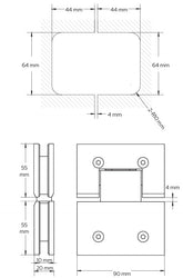 Adjustable Glass to Glass Shower Door Hinge Perth Series Glass-to-Glass 180 Degrees Hinge - Brushed Nickel